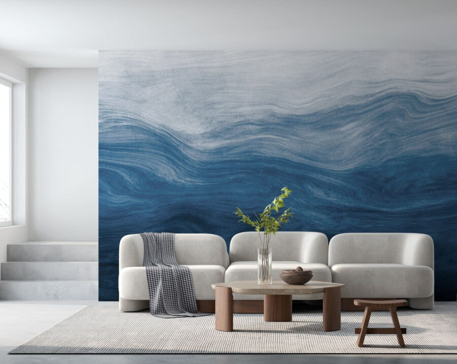 Une vague bleue et blanche