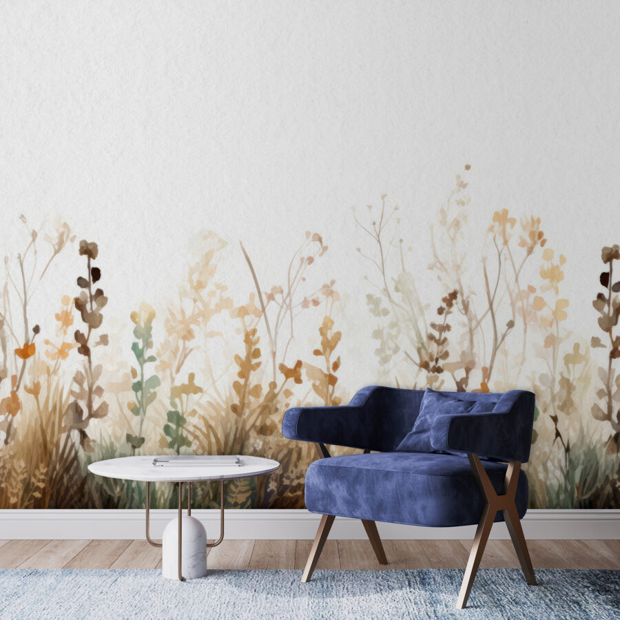 Une peinture d'herbe et de fleurs