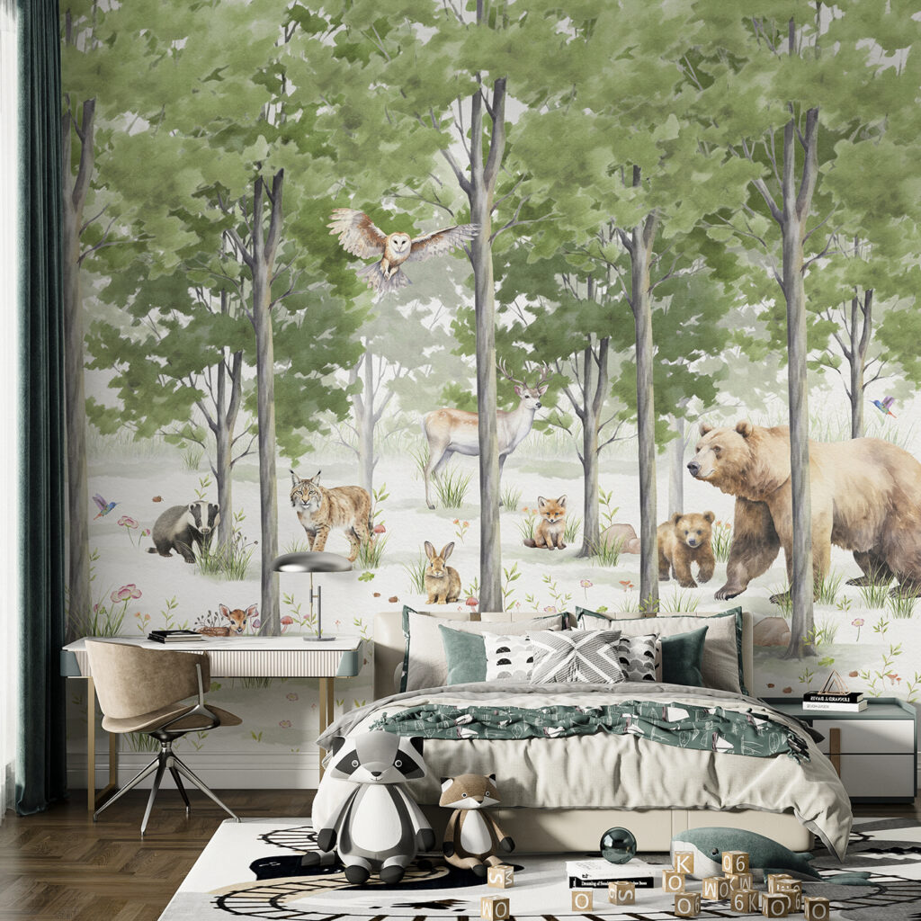 A group of animals in a forest