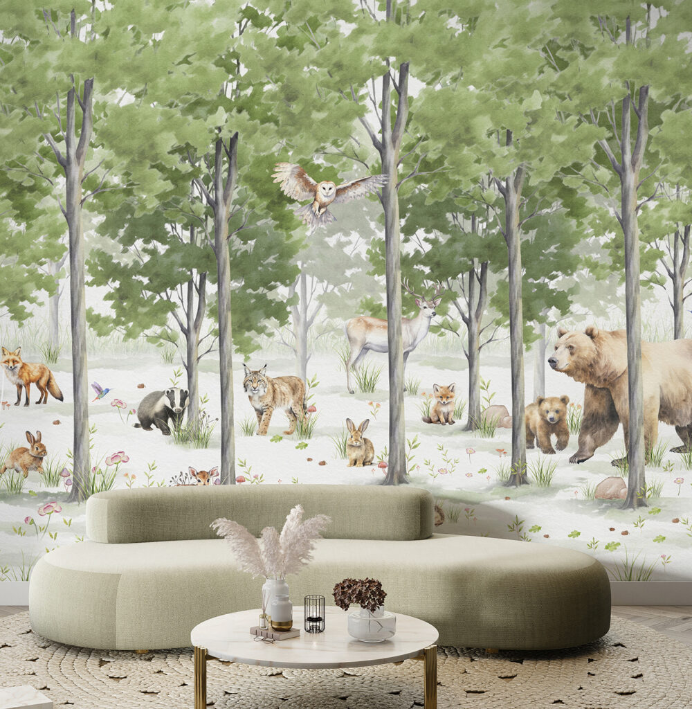 A group of animals in a forest