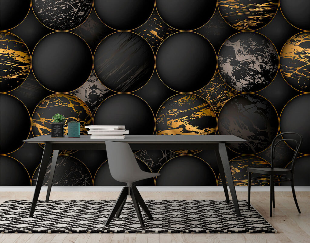 Elegant orbs with metallic splashes Elegant orbs with metallic splashes