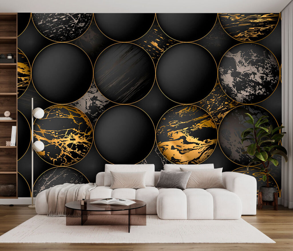 Elegant orbs with metallic splashes Elegant orbs with metallic splashes