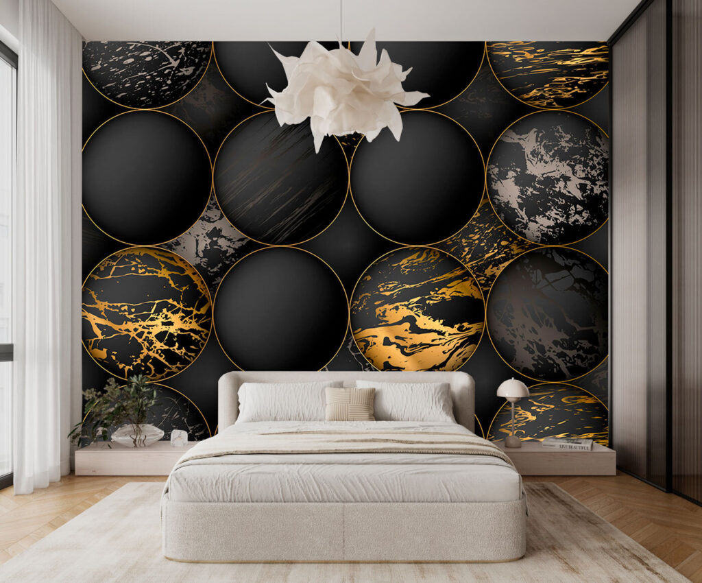 Elegant orbs with metallic splashes Elegant orbs with metallic splashes