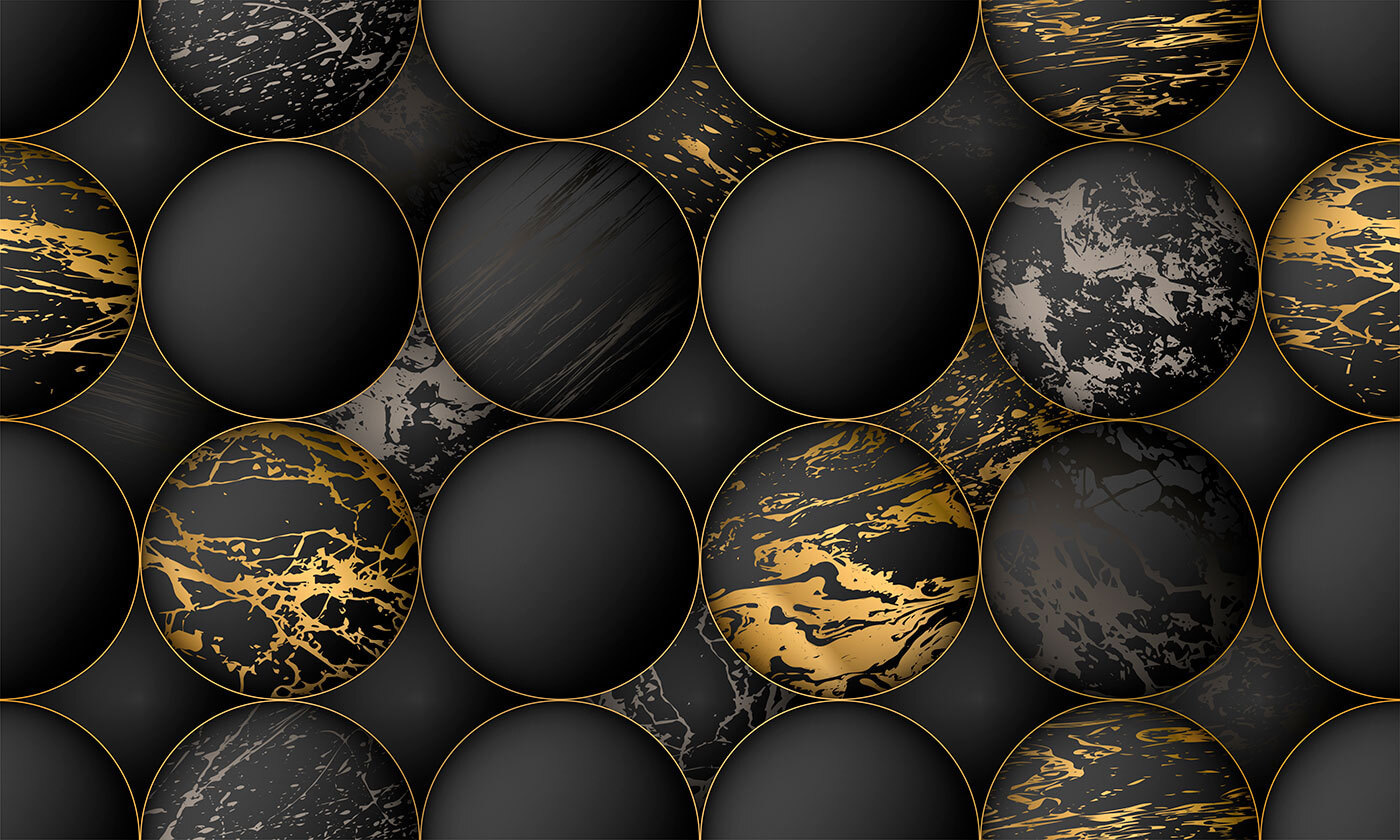 Elegant orbs with metallic splashes Elegant orbs with metallic splashes