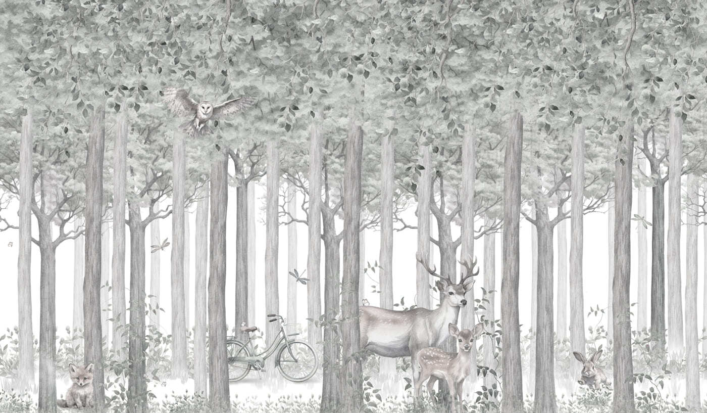 A group of animals in a forest