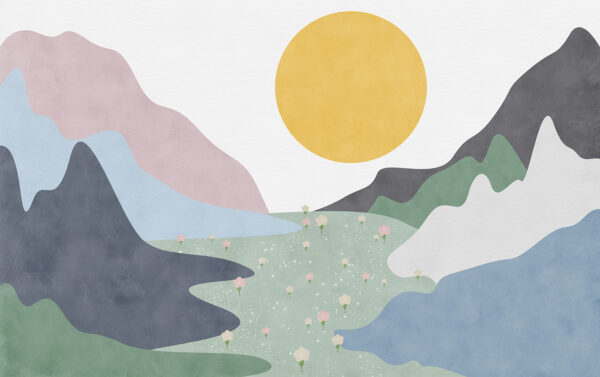 Un paysage avec des montagnes et des fleurs Un paysage avec des montagnes et des fleurs