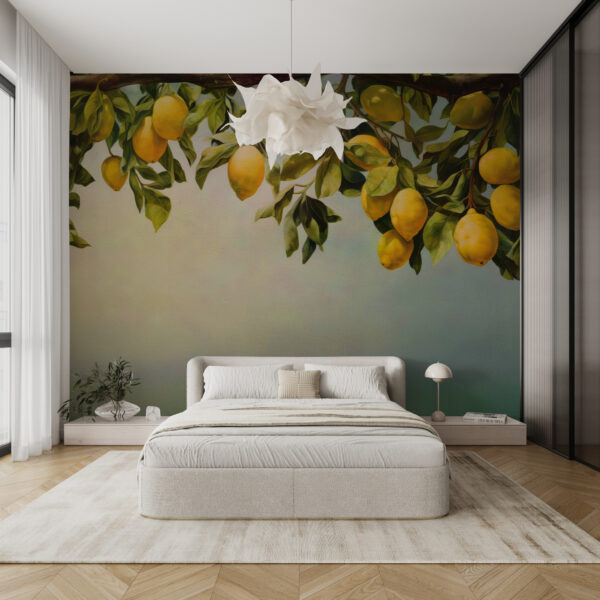 Peinture de citrons sur une branche d'arbre Peinture de citrons sur une branche d'arbre