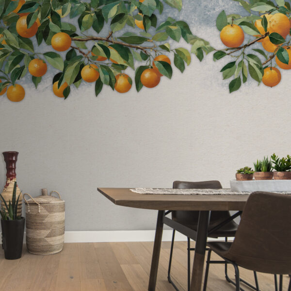 Une branche d'oranges avec des feuilles Une branche d'oranges avec des feuilles