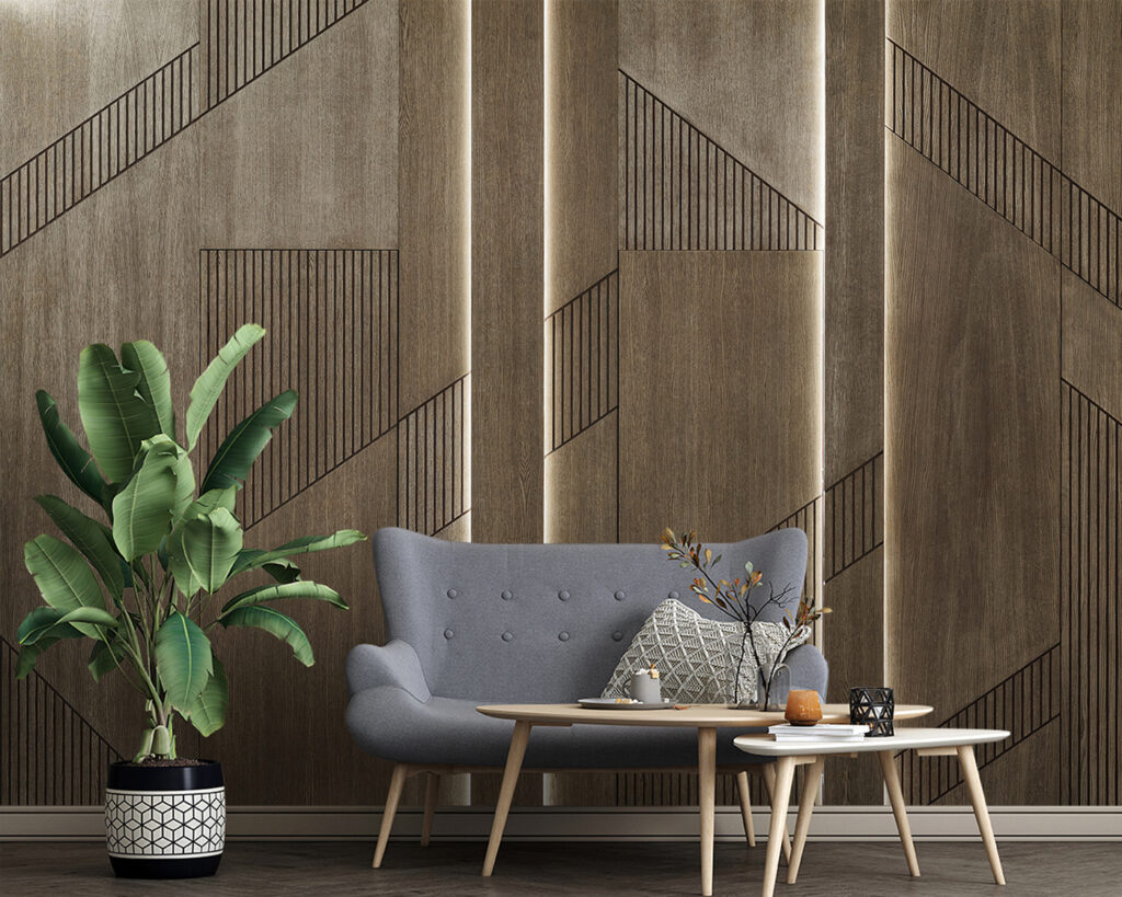 Elegant geometric design on wood panels Elegant geometric design on wood panels