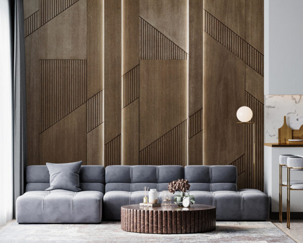 Elegant geometric design on wood panels Elegant geometric design on wood panels