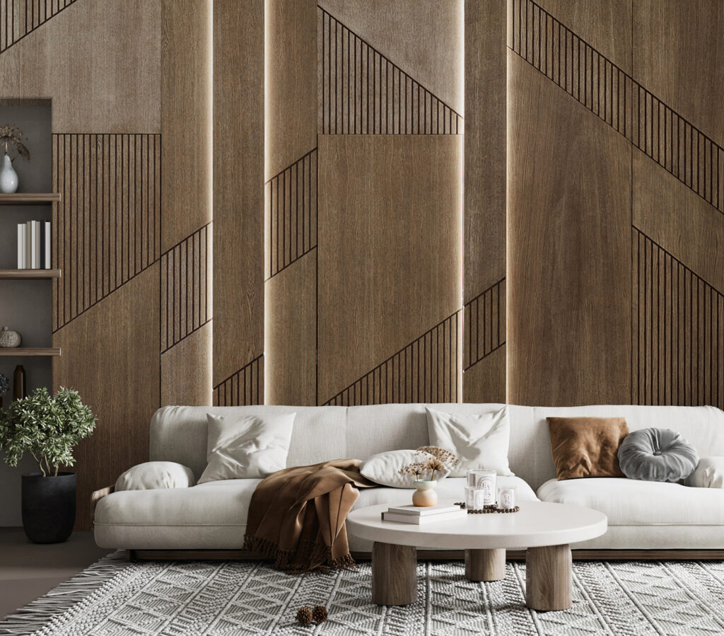Elegant geometric design on wood panels Elegant geometric design on wood panels