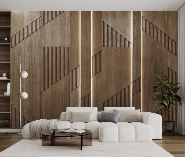 Elegant geometric design on wood panels Elegant geometric design on wood panels