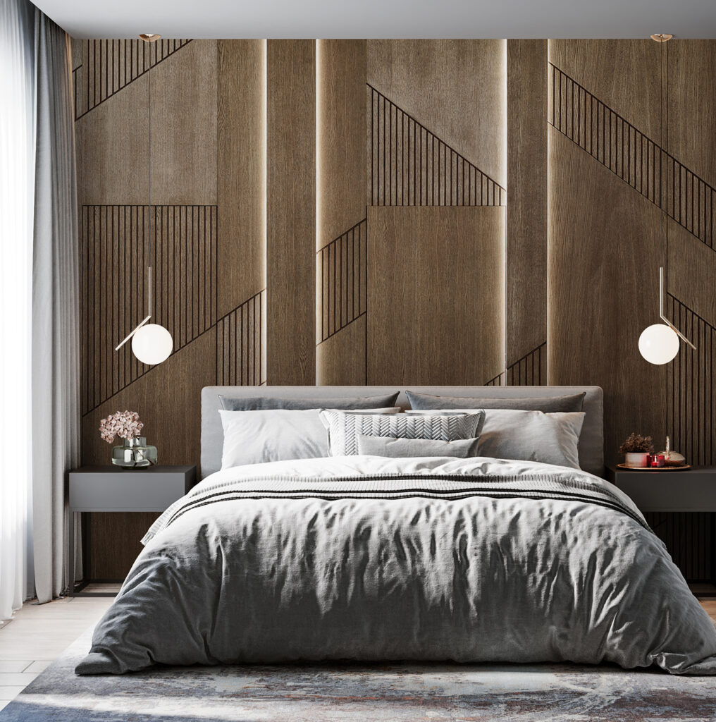 Elegant geometric design on wood panels Elegant geometric design on wood panels