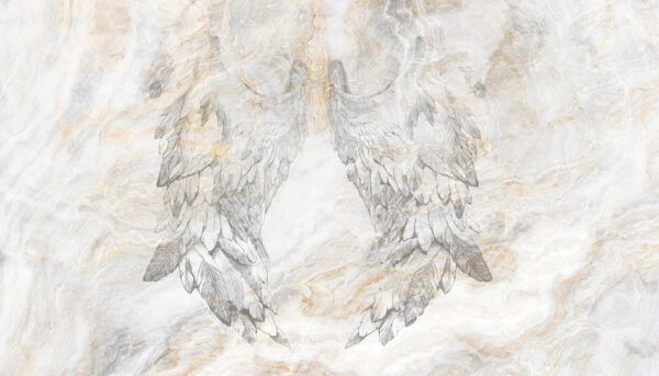 Dessin d'ailes sur une surface en marbre Dessin d'ailes sur une surface en marbre