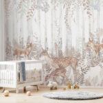 Papier peint Un groupe de cerfs dans une forêt