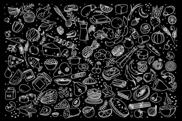 Dessin en noir et blanc d'un aliment Dessin en noir et blanc d'un aliment