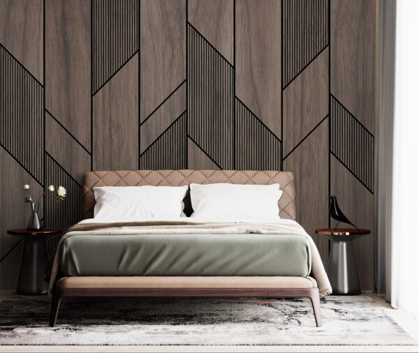 Un panneau de bois avec des lignes noires Un panneau de bois avec des lignes noires