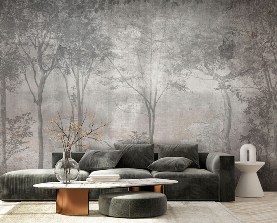 Une photo d'arbres en gris et blanc Une photo d'arbres en gris et blanc