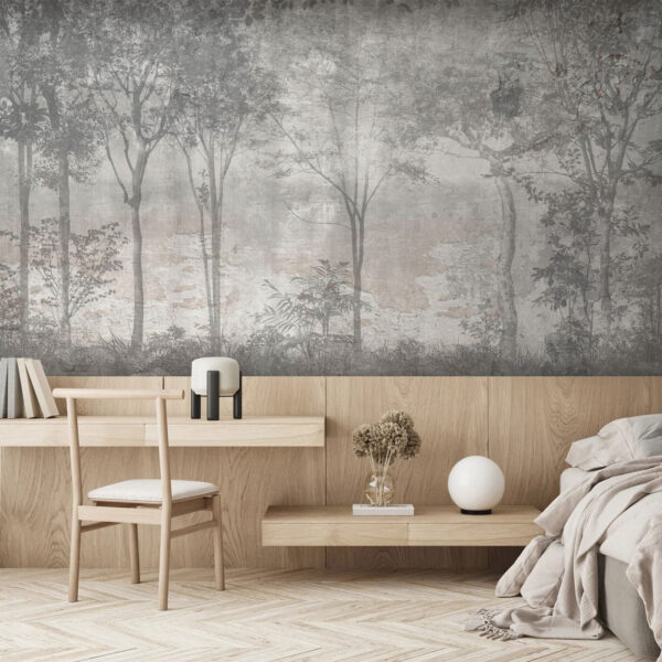 Une photo d'arbres en gris et blanc Une photo d'arbres en gris et blanc