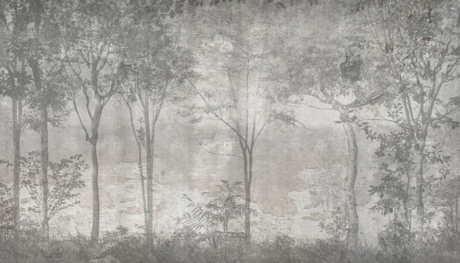 Une photo d'arbres en gris et blanc Une photo d'arbres en gris et blanc