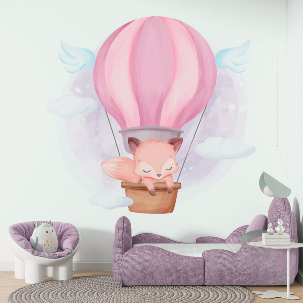 A cartoon fox in a hot air balloon A cartoon fox in a hot air balloon