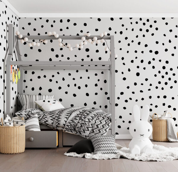Papier peint Papier peint Un fond noir et blanc avec de petits points noirs (UGS : u97351)