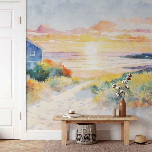 Aquarelle d'une maison et d'une plage Aquarelle d'une maison et d'une plage