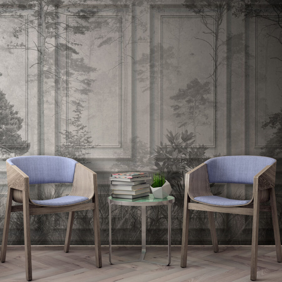 Mur avec arbres et herbe