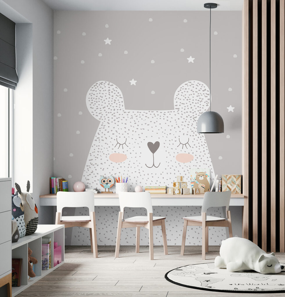 A white bear with dots and stars A white bear with dots and stars