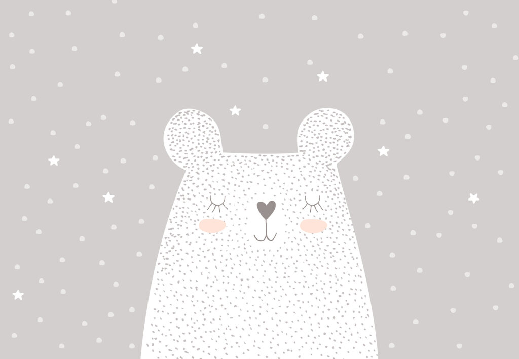 Un ours blanc avec des points et des étoiles Un ours blanc avec des points et des étoiles
