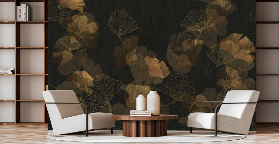 Feuilles élégantes sur fond sombre