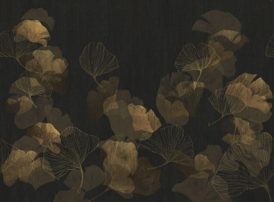 Feuilles élégantes sur fond sombre