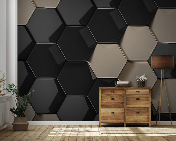 Motif hexagonal en noir et beige Motif hexagonal en noir et beige