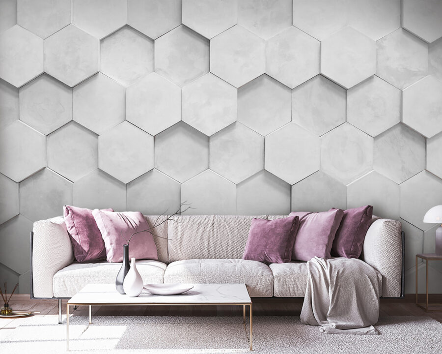 Hexagones blancs sur un mur Hexagones blancs sur un mur