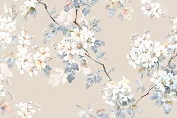Motif floral de fleurs blanches et de feuilles bleues Motif floral de fleurs blanches et de feuilles bleues
