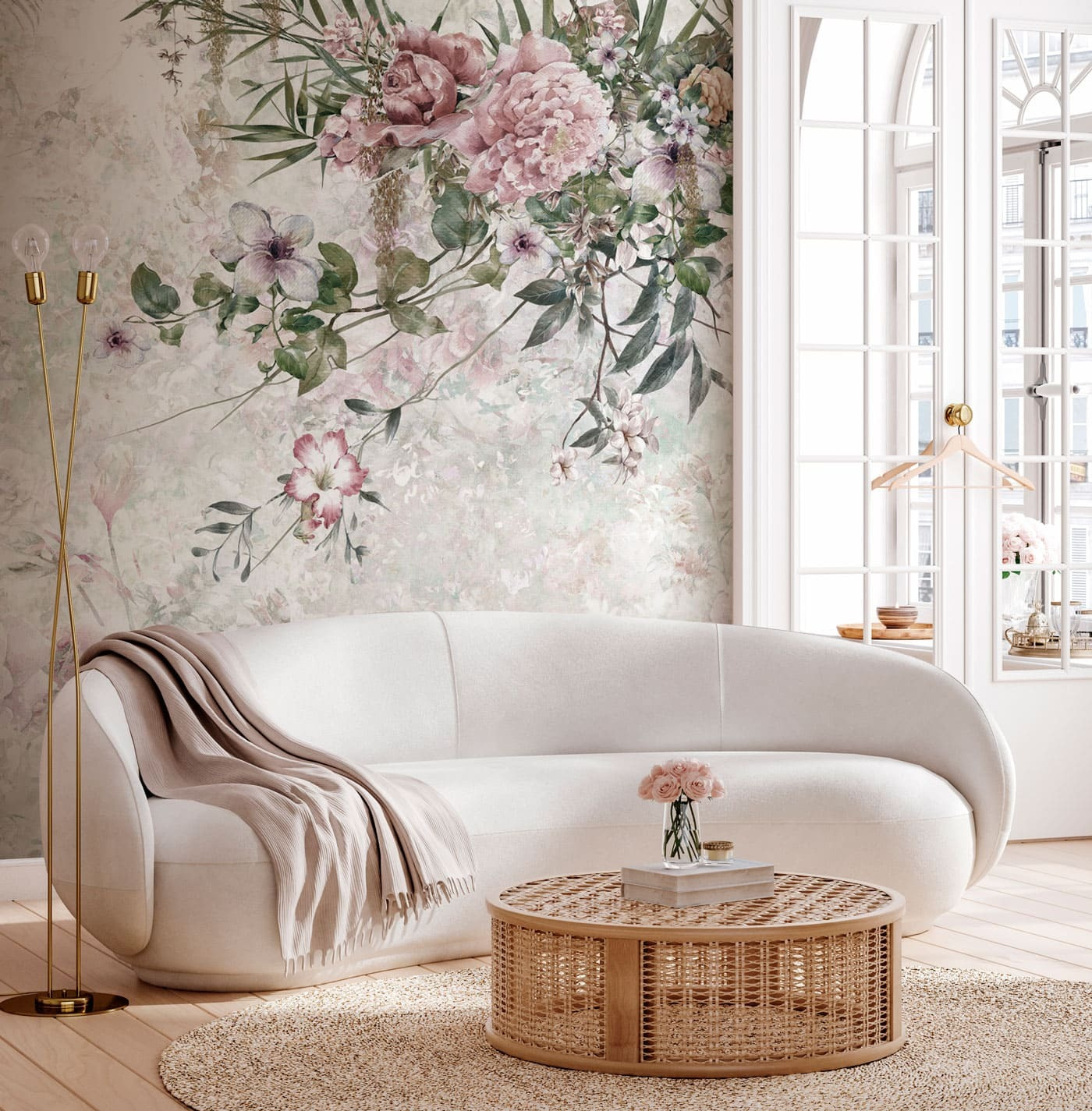 Painting of flowers on a white background Painting of flowers on a white background