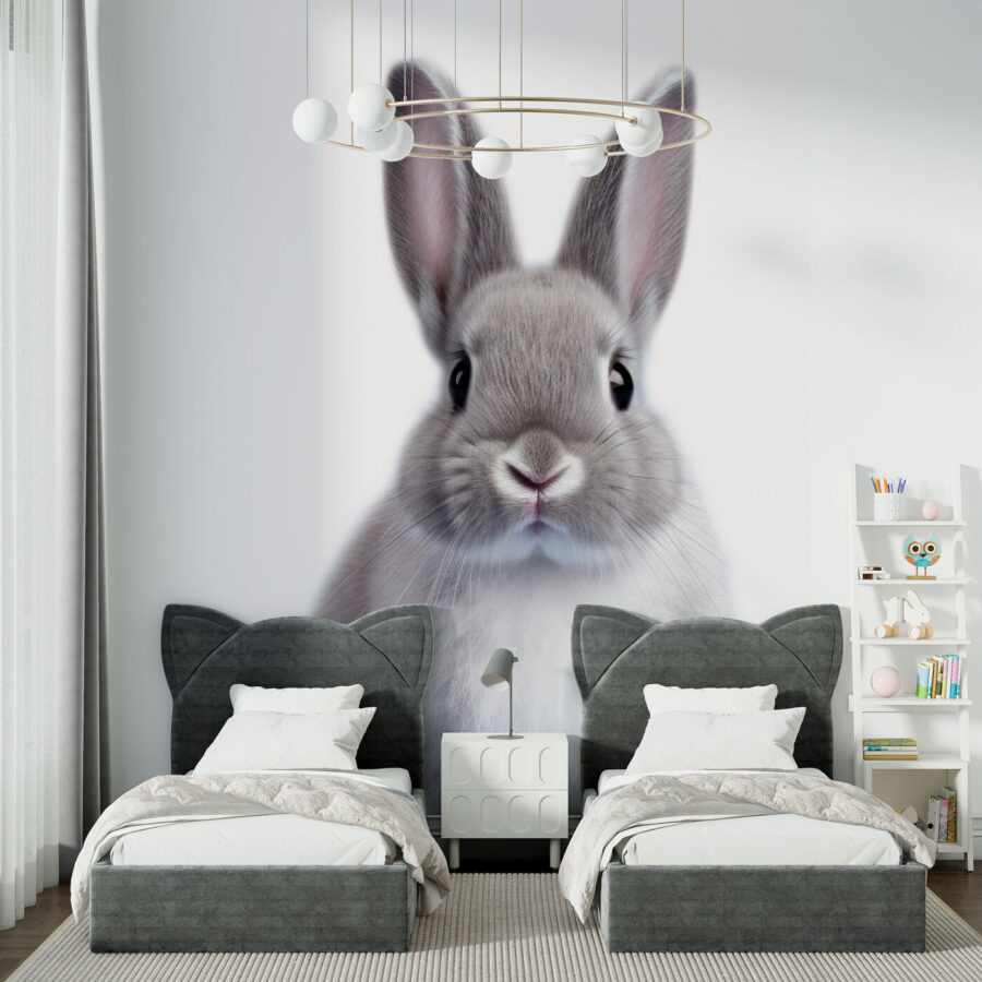 Mignon lapin aux grands yeux expressifs.