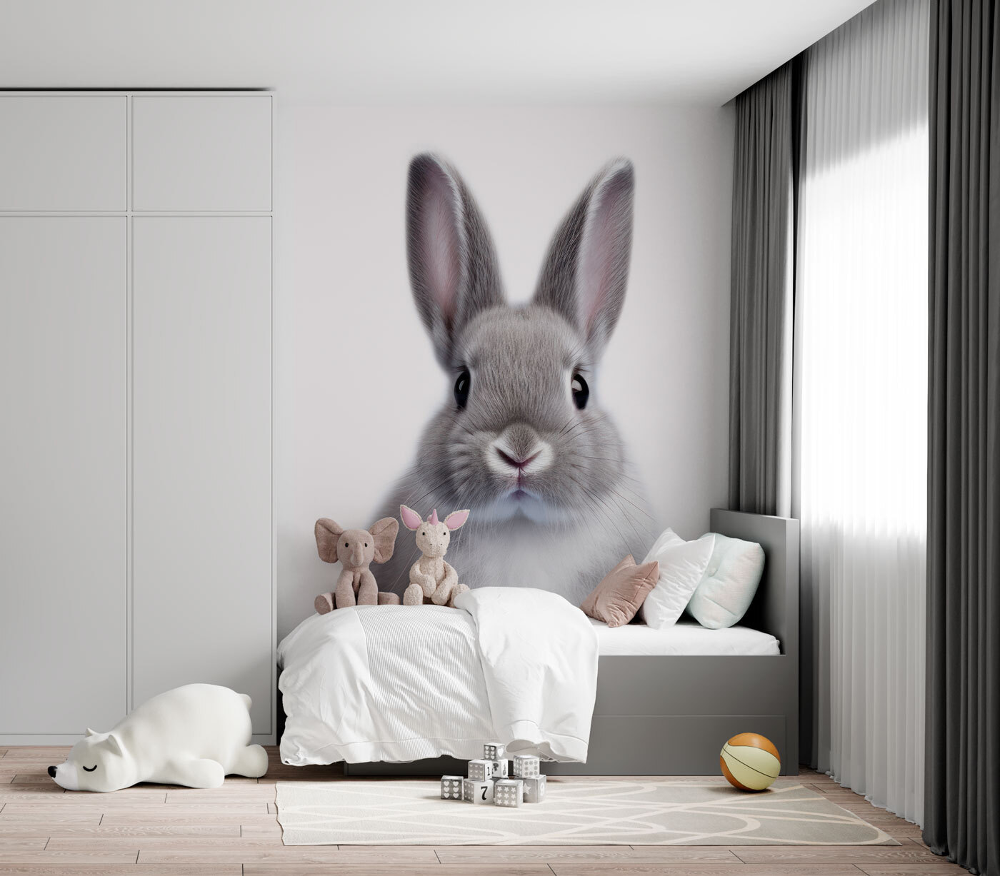 Cute rabbit with big expressive eyes