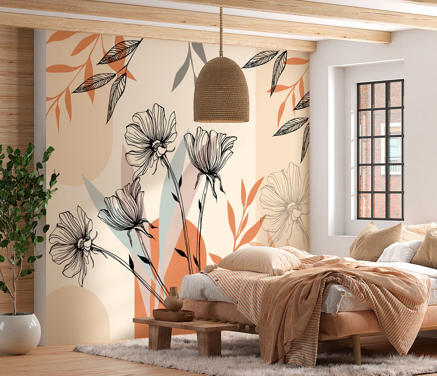 Drawing of flowers and leaves