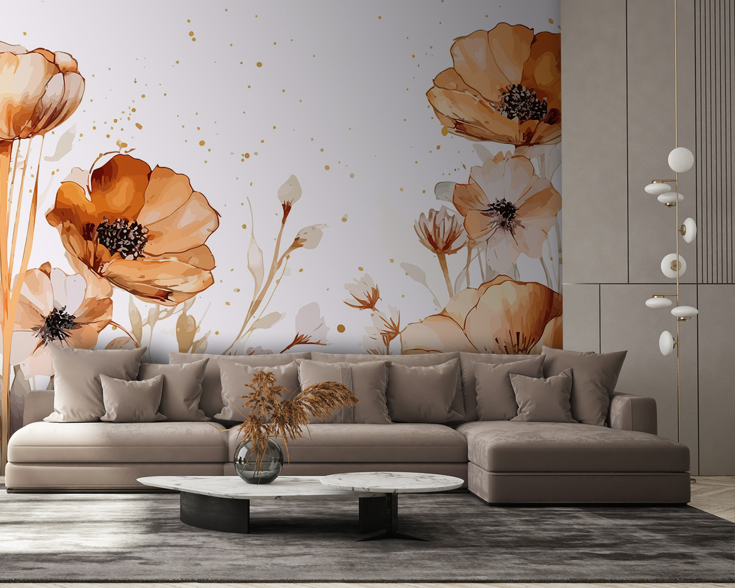 Painting of flowers and leaves