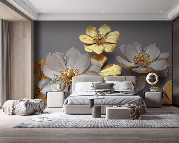 Groupe de fleurs sur fond gris Groupe de fleurs sur fond gris