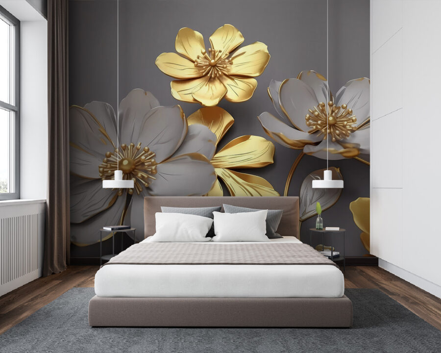 Groupe de fleurs sur fond gris