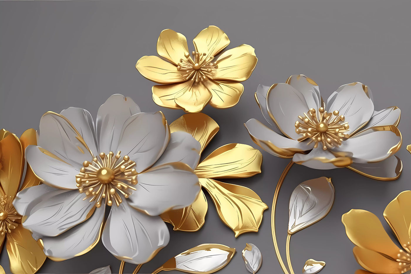 Group of flowers on a gray background