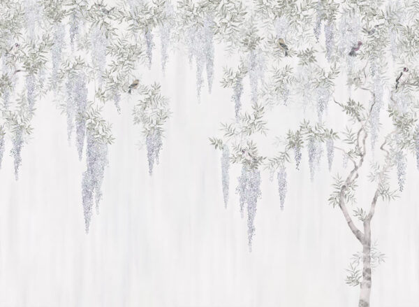 Papier peint avec des fleurs et des oiseaux Papier peint avec des fleurs et des oiseaux