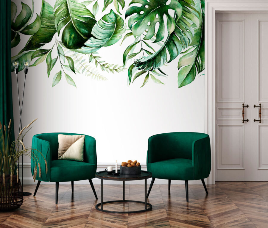 Rangée de feuilles vertes Rangée de feuilles vertes
