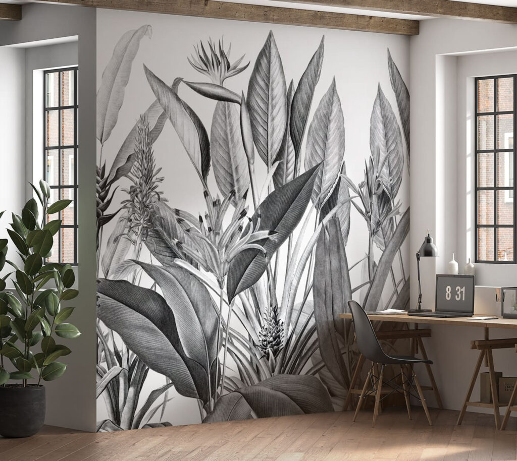 Tropical foliage in monochrome shades Tropical foliage in monochrome shades