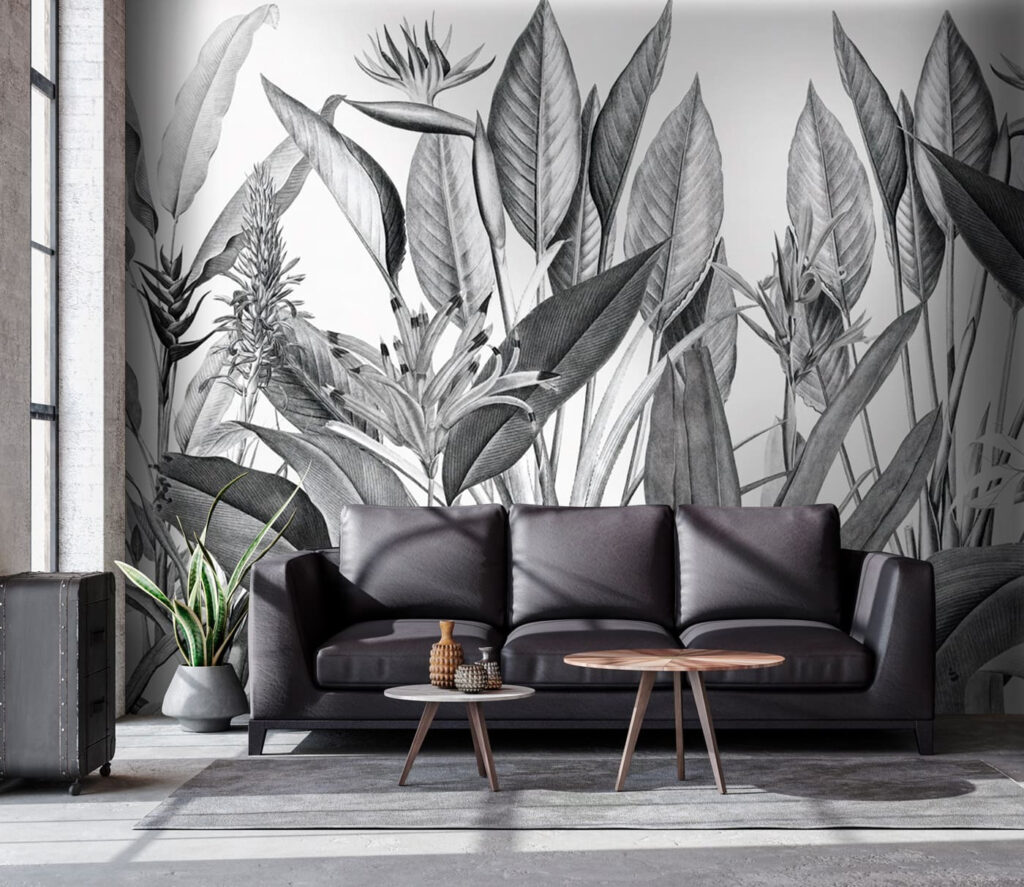 Tropical foliage in monochrome shades Tropical foliage in monochrome shades