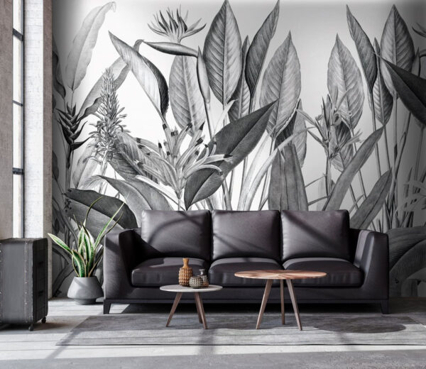 Tropical foliage in monochrome shades Tropical foliage in monochrome shades