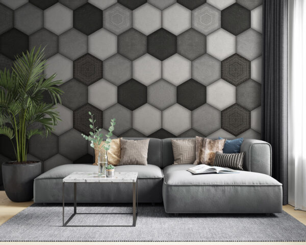 Motif géométrique hexagonal en niveaux de gris Motif géométrique hexagonal en niveaux de gris