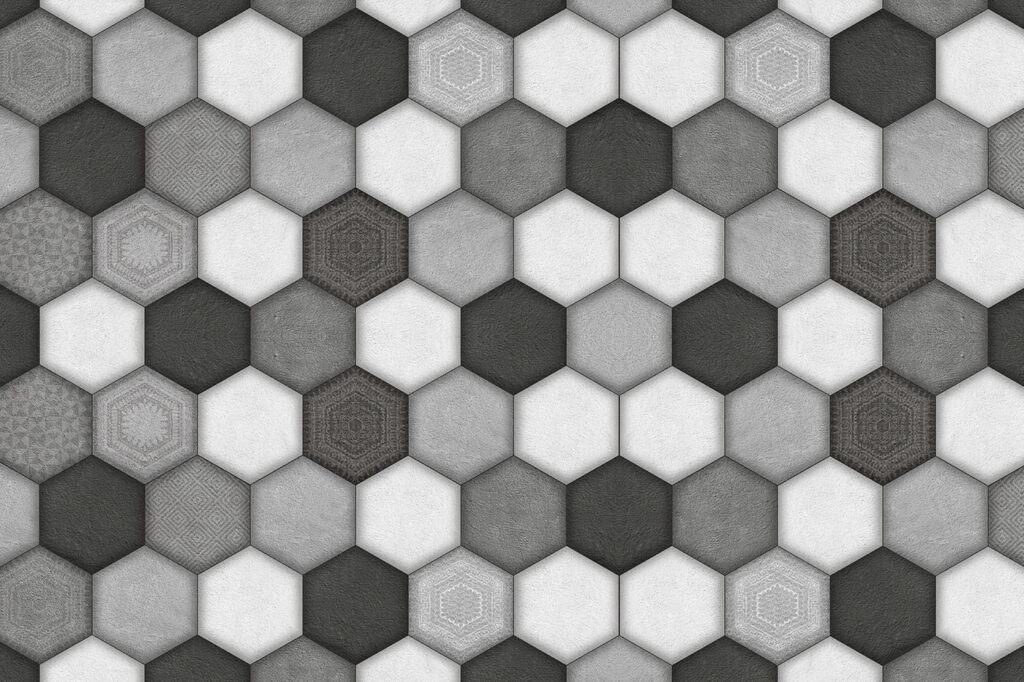 Motif géométrique hexagonal en niveaux de gris Motif géométrique hexagonal en niveaux de gris